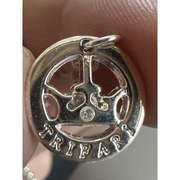 Trifari Sterling Silver Green Blue Topaz Gemstone Y Drop Necklace NWOT - Picture 5 of 5